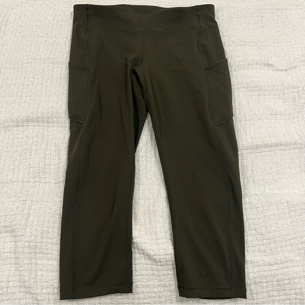 Lululemon Speed Up Crop Leggings Dark Olive Size 12 21”